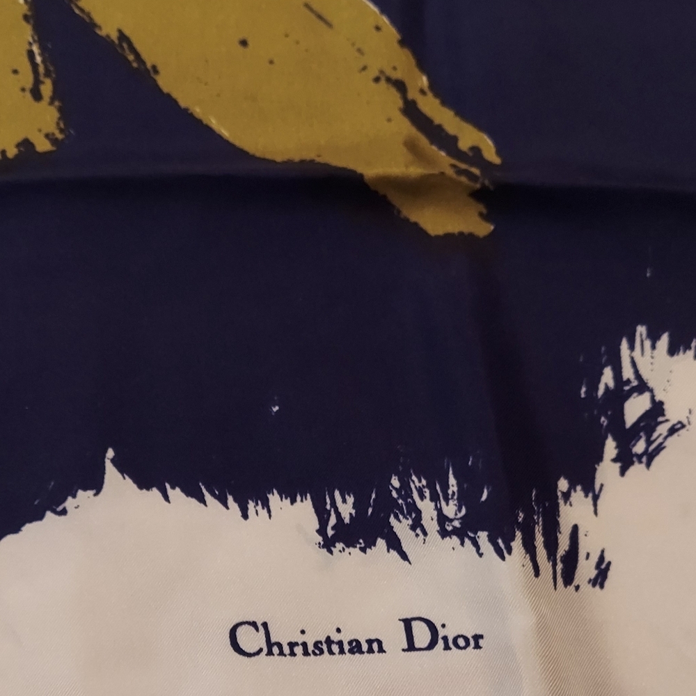 Christian Dior Navy and Olive Green Scarf